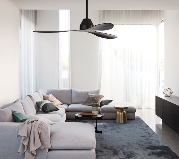 Beacon Deckenventilator mit Lampe Whitehaven chrom gebürstet Akazie dunkel
