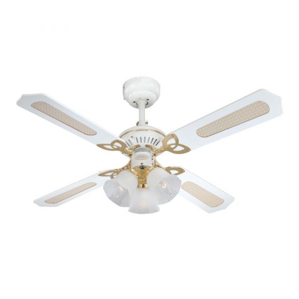 Westinghouse Deckenventilator Prinzess Trio weiß / messing
