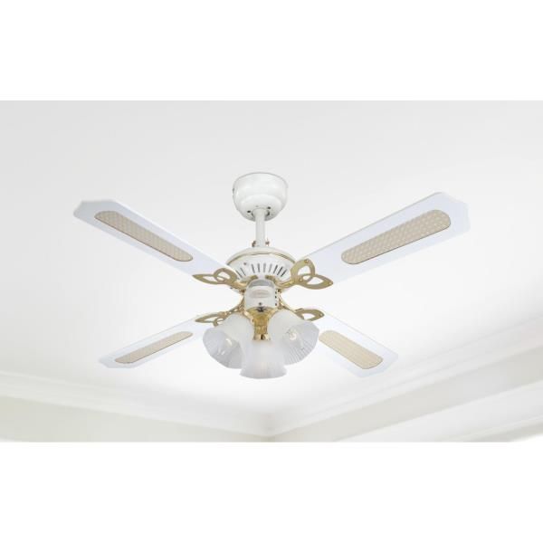 Westinghouse Deckenventilator Prinzess Trio weiß / messing