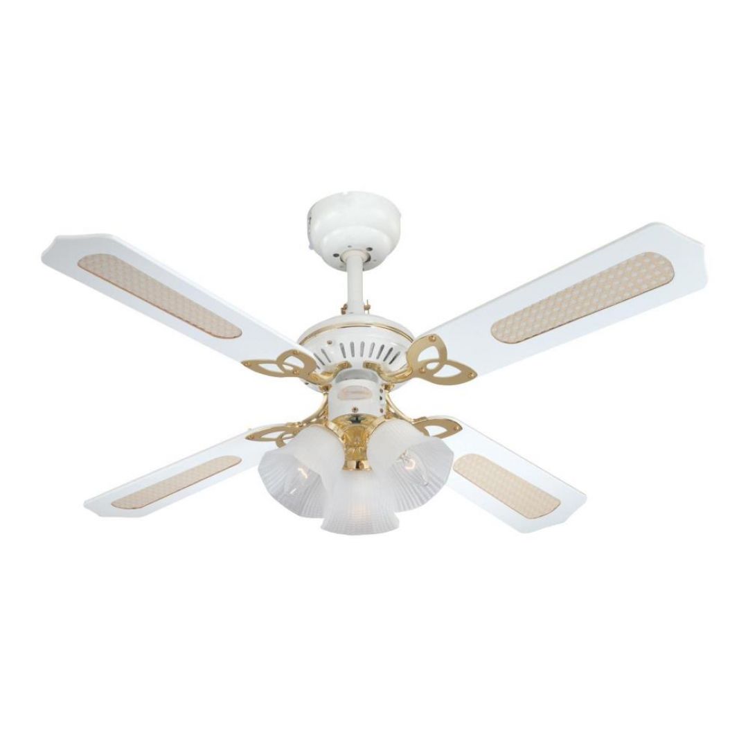 Westinghouse Deckenventilator Prinzess Trio weiß / messing