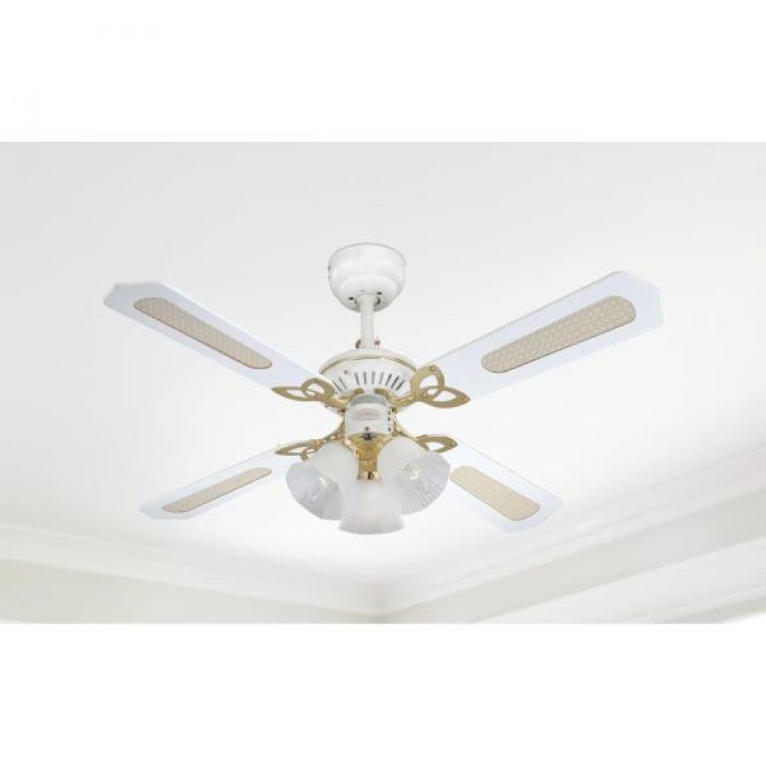 Westinghouse Deckenventilator Prinzess Trio weiß / messing