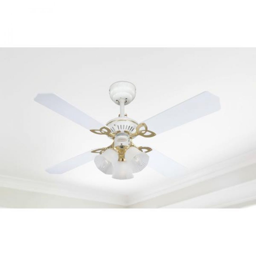 Westinghouse Deckenventilator Prinzess Trio weiß / messing